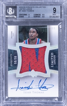 2004-05 UD "Exquisite Collection" Limited Logos #IT Isiah Thomas Signed Game Used Patch Card (#50/50) - BGS MINT 9/BGS 10